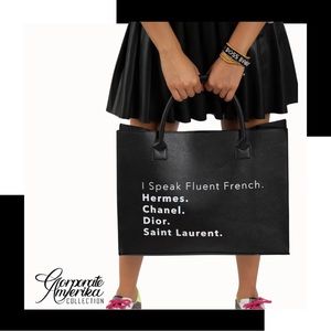 I Speak Fluent French Tote Handbag - Black